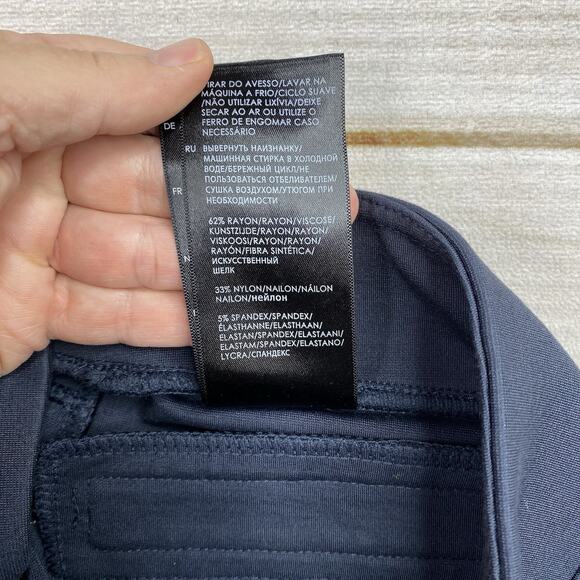 Liverpool Skirt Womens 14 Navy Blue Ponte Zip Pockets Mini Stretch Pull On - Picture 9 of 9